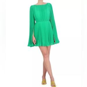 BCBGMAXAZRIA Pleated Blouson Mini Dress Green Women’s Sz 10 NWT